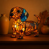 Lampe en verre coloré Dachshund Lumière Ambre