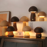 Lampe de table en bois rechargeable en forme de champignon