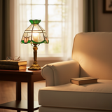 Lampe de Table LED Baroque Antique - Éclairage en Verre de Style Vitrail