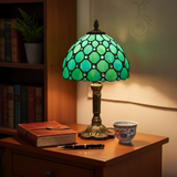 Élégante Lampe de Table Baroque - Design en Verre Vitrail au Charme Méditerranéen