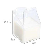 Tasse en verre compacte au design de carton de lait