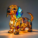 Lampe en verre coloré Dachshund Lumière Ambre