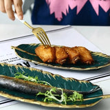 Plateau en céramique design feuille
