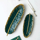 Plateau en céramique design feuille