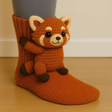 Léna™ | Chaussettes Rouges avec Motif Panda