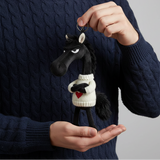 Cheval sans frein - Porte-clés bicolore noir et blanc avec motif cœur