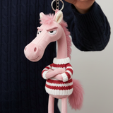 Cheval Audacieux - Porte-clés en Rose et Rouge