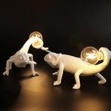 Lampe de Table Moderne avec Motif Lézard en Résine