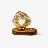Lampe de table en verre au design de pierre de glace