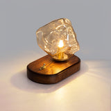 Lampe de table en verre au design de pierre de glace
