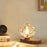 Lampe de table en verre au design de pierre de glace