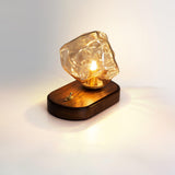 Lampe de table en verre au design de pierre de glace