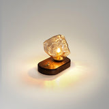 Lampe de table en verre au design de pierre de glace