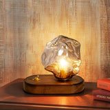 Lampe de table en verre au design de pierre de glace