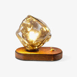 Lampe de table en verre au design de pierre de glace