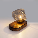 Lampe de table en verre au design de pierre de glace