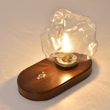 Lampe de table en verre au design de pierre de glace
