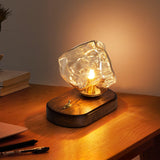 Lampe de table en verre au design de pierre de glace