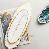 Plateau en céramique design feuille