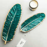 Plateau en céramique design feuille