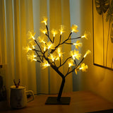 Lampe de Table en Fleurs en Fibres Optiques - Bouleau Blanc