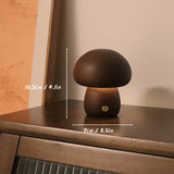 Lampe de table en bois rechargeable en forme de champignon