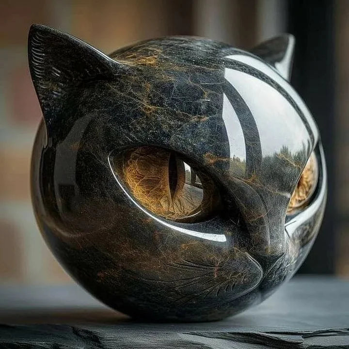Chat Noir - Statue Mystique de Feline Sombre