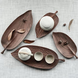 Plateaux en bois design feuille