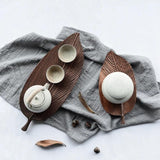 Plateaux en bois design feuille