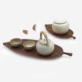 Plateaux en bois design feuille