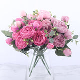 Faux Fleurs en Soie - Bouquet de 9 Pivoines