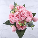 Faux Fleurs en Soie - Bouquet de 9 Pivoines