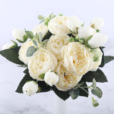 Faux Fleurs en Soie - Bouquet de 9 Pivoines