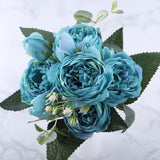 Faux Fleurs en Soie - Bouquet de 9 Pivoines