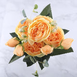 Faux Fleurs en Soie - Bouquet de 9 Pivoines