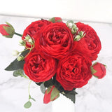 Faux Fleurs en Soie - Bouquet de 9 Pivoines
