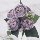 Faux Fleurs en Soie - Bouquet de 9 Pivoines